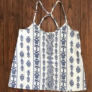 Navy and white tribal pattern tank top